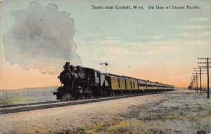 Railroad Train Union Pacific Corlett Wyoming 1911 postcard - Picture 1 of 2