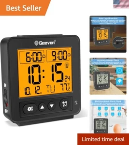 Compact Battery Operated Atomic Travel Clock with Temperature & Snooze Feature - Picture 1 of 10