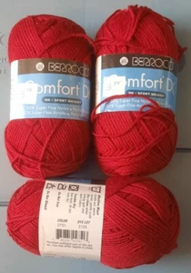 Hilo Berroco Comfort DK; rojo; lote de 3 madejas nuevas - Imagen 1 de 2