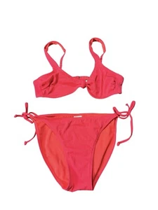 Women's Xhilaration L Bikini Bright Pink Triangle Top Ties On Hips - Picture 1 of 16