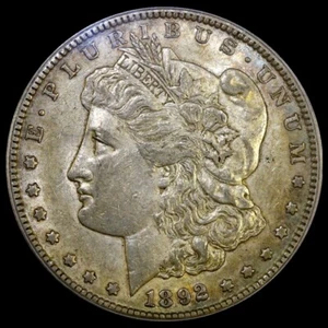 1892 CC Morgan Silver Dollar | Carson City Key Data ICG EF45 - Foto 1 di 6