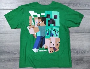 Minecraft Shirt Boys Large 10-12 Zombie Creeper Pig Steve Art Deco Tee T-Shirt - Picture 1 of 5