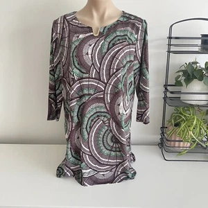 Maggie T Women Blouse Tunic Size 16 Brown Relaxed Fit Casual - Picture 1 of 9