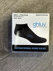 Ghluv Antimicrobial Home Socks. Men’s Sizes 6-12 2 Pairs Black. New - Picture 1 of 1