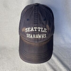 VINTAGE Seattle Seahawks Hat Cap Strapback Adjustable Grunge On Field Mens Blue
