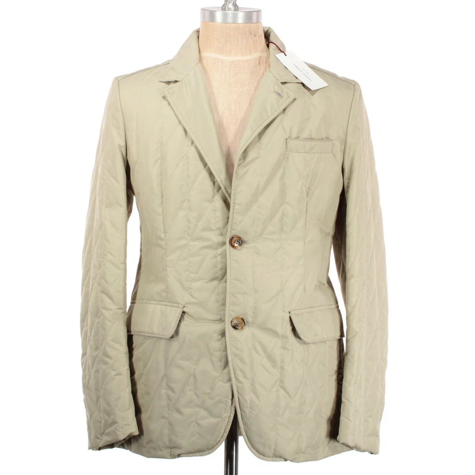 Luciano Barbera NWT Polyester Quilted Blazer Jacket Size 50 US M in Solid Beige - Imagem 1 de 4
