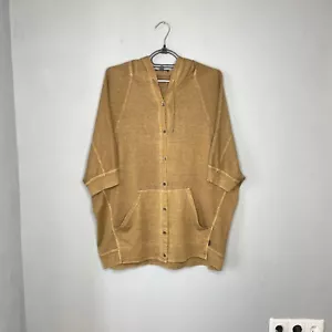 Oska Women Hemp/Cotton Blend Avant Garde Button-Up Hooded S/S Pullover Size 1 - Picture 1 of 12