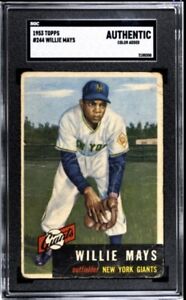 1953 TOPPS #244 WILLIE MAYS CARD SGC Authentic Color Added