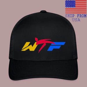 WTF World Taekwondo Federation Black Baseball Cap Hat Adult Size S/M & L/XL - Picture 1 of 4