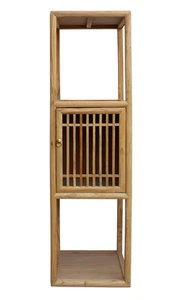 Chinese Raw Wood Slim Narrow Tall Open Display Storage Corner Cabinet cs2250 - Picture 1 of 4