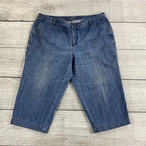 Liz Claiborne Audra Mid Rise Capris Women Size 40 Blue Denim Jean Bermuda Pants - Picture 1 of 11