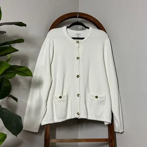 J. Crew Factory 3X White 100% Cotton Lady Jacket Cardigan Sweater Style BY047 - Picture 1 of 7