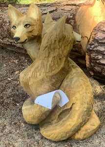 Schnitzerei, 2 Füchse , Eiche, Handarbeit, Skulptur, Holzfigur, Deko, Kunst - Bild 1 von 1