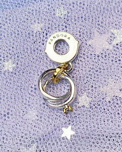 new Authentic 14k Gold Pandora Two-tone Wedding Rings Dangle Charm 799319C01