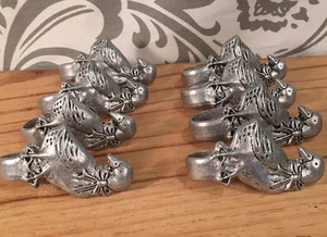 8 Vintage Pewter Silver Duck Goose Swan Napkin Rings #388 - Picture 1 of 4