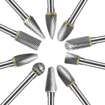 10Pcs Tungsten Carbide Rotary Burr Bit Set Cutting Carving Polishing Drilling - Image 1 of 4