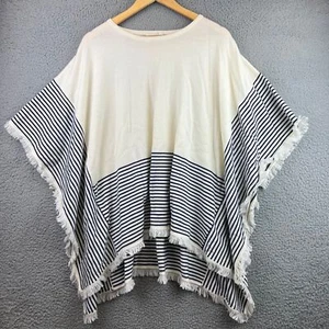 Vineyard Vines Merino Wool Sweater Striped Fringe Poncho Cape XS/S - Picture 1 of 7
