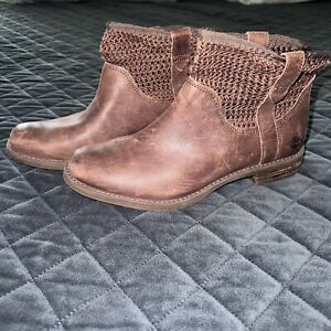Timberland Size 7.5 Savin Hill Women's Open Weave Brown Ankle Boots Bootie Shoes