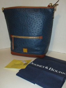 Dooney & Bourke Ostrich Hobo Shoulder Bag Navy NWT card Dstcvr Ships free $468