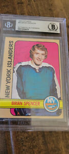 1972-73 TOPPS SIGNED CARD BRIAN SPENCER ISLANDERS SABRES MAPLE LEAFS BECKETT 53