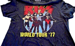 Kiss Graphic T-Shirt Gr. M schwarz Pullover World Tour 1977 Retro T Shirt - Bild 1 von 6