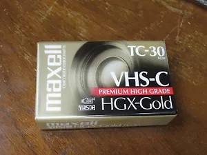 Cinta videocámara premium de alto grado Maxell TC-30 VHS-C HGX-GOLD 62m nueva en paquete nuevo de lote antiguo - Imagen 1 de 3