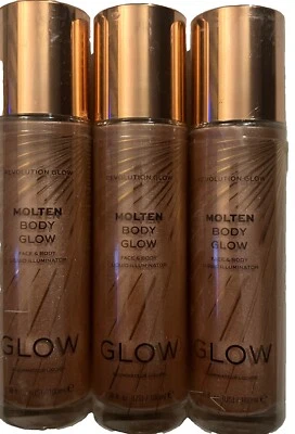 3 Pack Revolution Molten Body Glow Rose Gold Face & Body Liquid Illuminator - Image 1 of 4