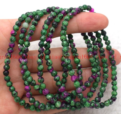 VALENTINO All'ingrosso Bracciale Zoisite Naturale 6 Pz 4mm Sfaccettato Gemme Rosso Verde 7 5 pollici