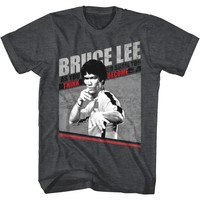 Bruce Lee Think & Become Mens T Shirt Kung Fu Fighting Stance Martial Art Legend