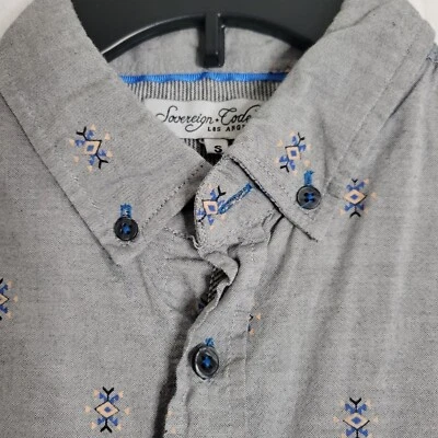 Sovereign Code Mens Size Small Shirt Button Up Short Sleeve Tribal Print Pocket - Image 1 of 4