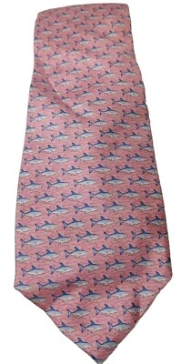 "Corbata de cuello Tommy Hilfiger 60"" rosa tiburón 100 % seda para hombre" Foto 1 de 4