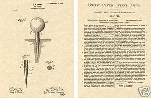 Vintage 1st GOLF TEE PATENT Art Print READY TO FRAME!!! 1899 Balón de subvención - Imagen 1 de 1