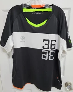 Ralph Lauren RLX Bicycle Biking Black Neon Trim Multi Sport Poly Shirt XXL TTG - Picture 1 of 16