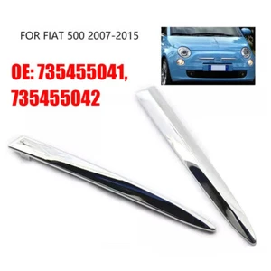 Chrome Pair Front Bumper Upper Grill Moulding Trim Strip For Fiat 500 07-2015 - Picture 1 of 9