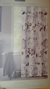 Hotel Twenty One Floral Neutral Design Cotton Fabric Shower Curtain NIP - Picture 1 of 6