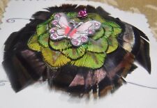 Handcrafted Feather Barette, highlighted with Pink Butterfly Jewelry