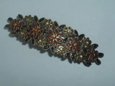 ACCESORIO PARA EL CABELLO VINTAGE DE METAL CON FLORES MARRONES TONO DORADO Foto 1 de 2