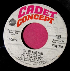 THE STATUS QUO - Ice in the Sun - clean Promo 45 rpm - Cadet Concept 7006 - Picture 1 of 2