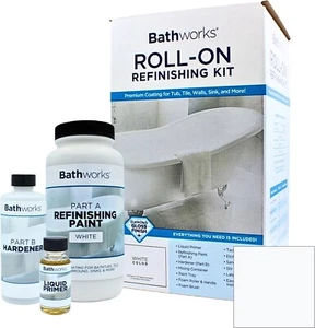 3 Piece High-Gloss Resin Finish White DIY Bathtub Tile Refinishing Wall Surround - Picture 1 of 6