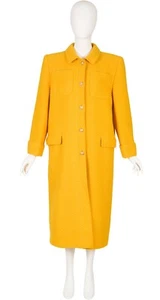 Valentino 1980s Vintage Marigold Yellow Textured Wool Collared Coat - Picture 1 of 6