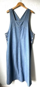 Vintage Sag Harbor Sport Denim Maxi Jumper Dress XL Boho CottageCore Retro EUC - Picture 1 of 15