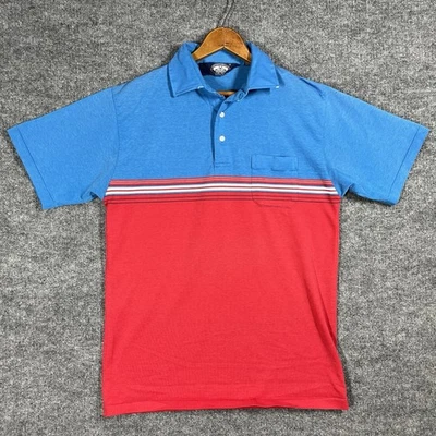 VINTAGE 70s 80s Knightsbridge Polo Shirt Mens Size Medium Color Block Red Blue - Image 1 of 4