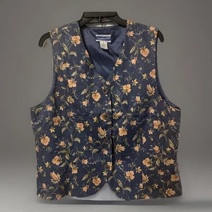 Pendleton Vintage Portland Oregon USA Women’s Blue Floral Vest Size L - Picture 1 of 3