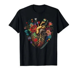 Men’s XL Anatomical Heart And Flowers Show Your Love Black T-shirt - Picture 1 of 1