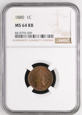 1880 1C Indian Head Cent NGC MS 64 RB - Image 1 of 2