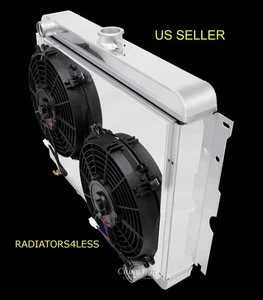 CAMPEÓN CUBIERTA RADIADOR ALUMINIO 3 FILAS Y VENTILADORES 10" 1968-1974 DODGE CARS 22" NÚCLEO - Imagen 1 de 3