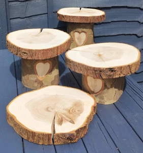 Wooden cake stand OR Plant stand with hearts cupcake display wedding tiered tray - Picture 1 of 15