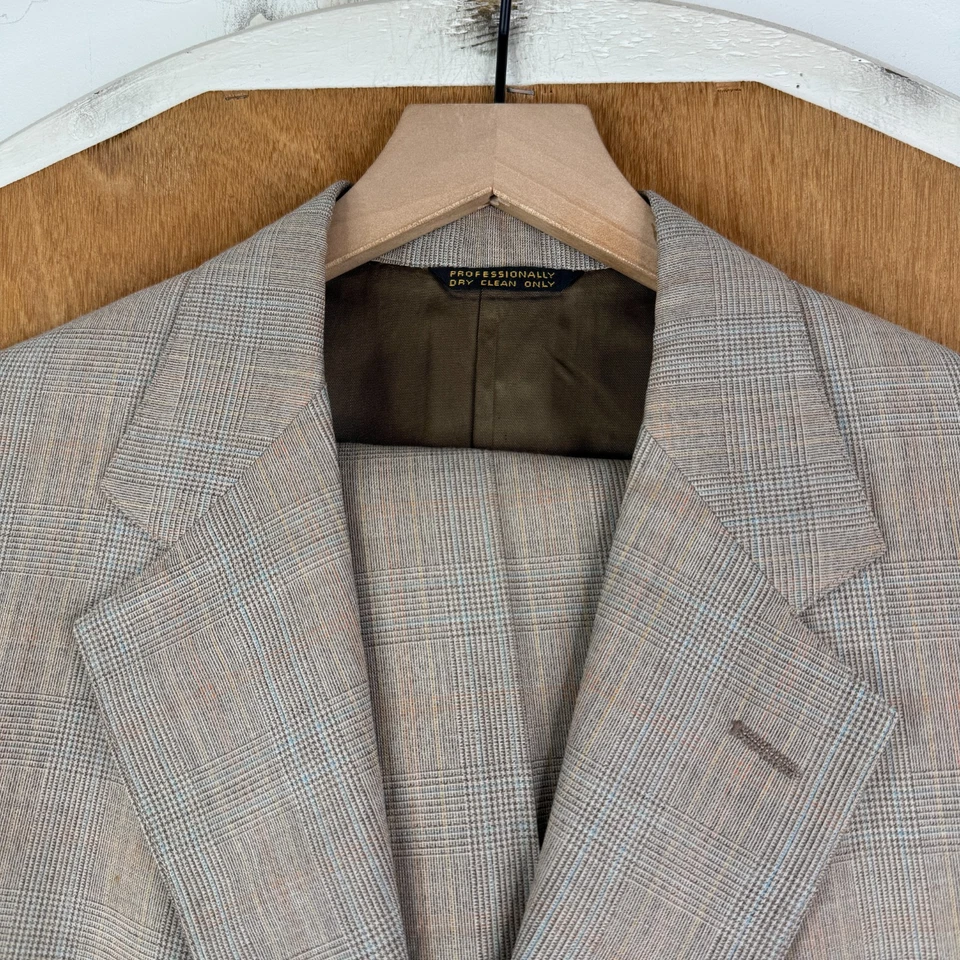 Traje De Colección Cricket para Hombres 38R Marrón Príncipe de Gales 2 Botones Lana Años 70 34x31 Foto 1 de 4