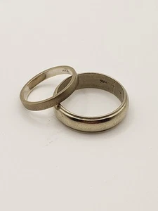 14K Weißgold HIs/Her Ehering Ring Set Herren 8,5 Damengröße 5 wiegen 7,1 g - Bild 1 von 7