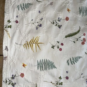 Vintage Leinen N Things Matelasse Blumen Decke Tagesdecke 72x80" Portugal RAR - Bild 1 von 6